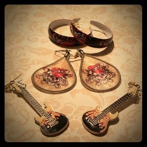 Set of three Rock Themed earrings